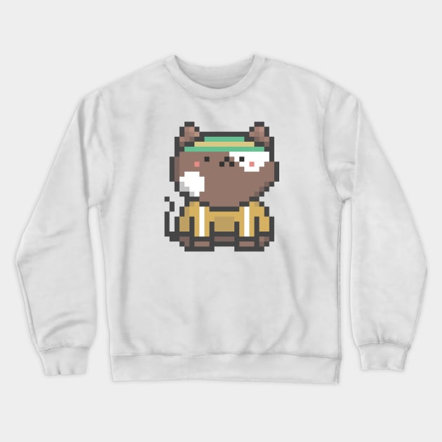 Pixel Quiet Brown White Spots Cat 77 Crewneck Sweatshirt by Infinite Mew Mew